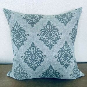 Gray Damask Canvas Feather Large Throw Pillow